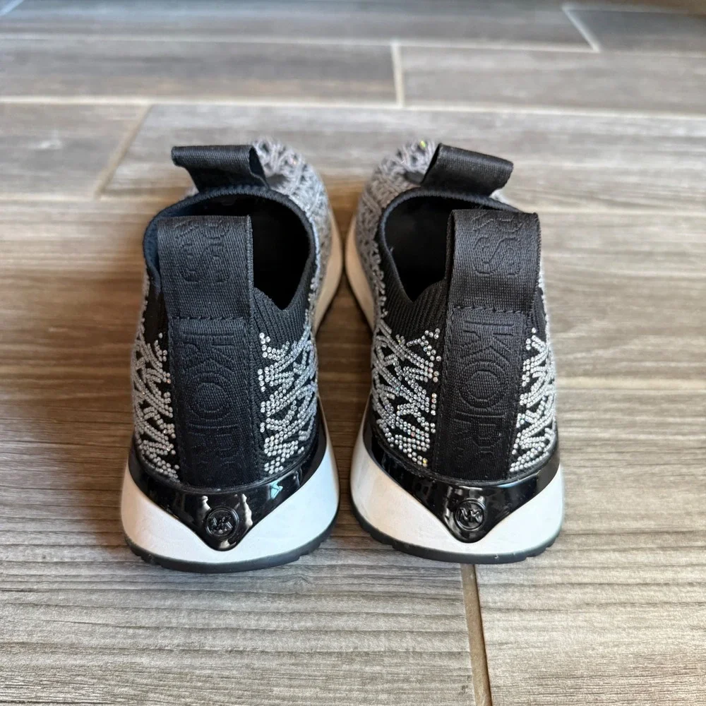 Michael Kors Women's Bodie Slip On Sneakers Black Crystal Embellishment Size 6.5